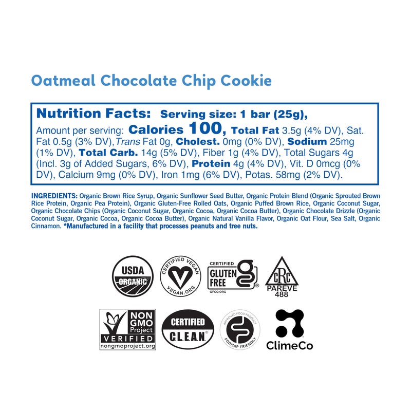 GoMacro Kids MacroBar Organic Vegan Snack Bars - Oatmeal Chocolate Chip Cookie (0.90 Ounce Bars, 7 Count) - Image 3